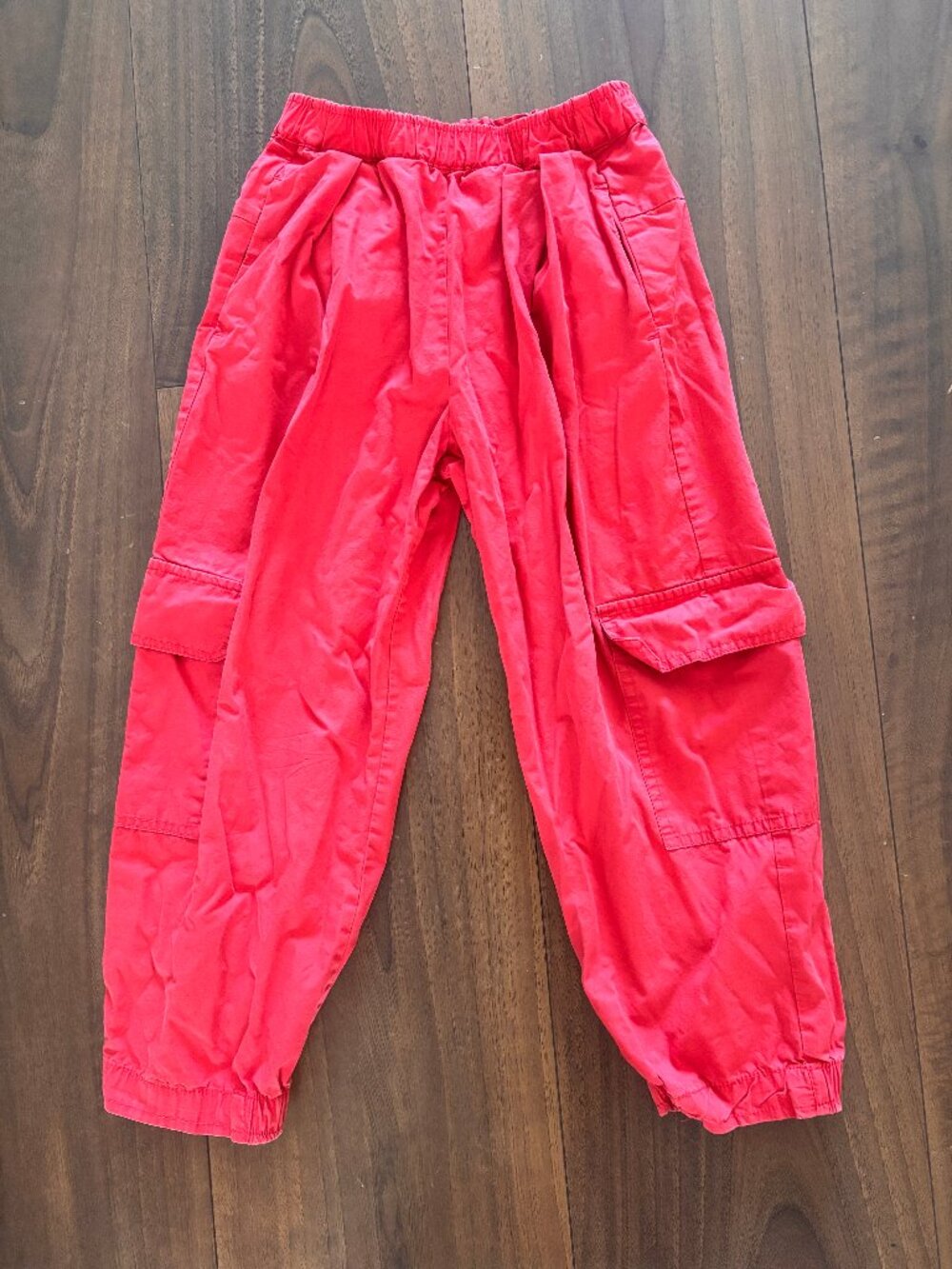 Zara Kids Unisex Red Baggy Cargo Joggers - Size 8